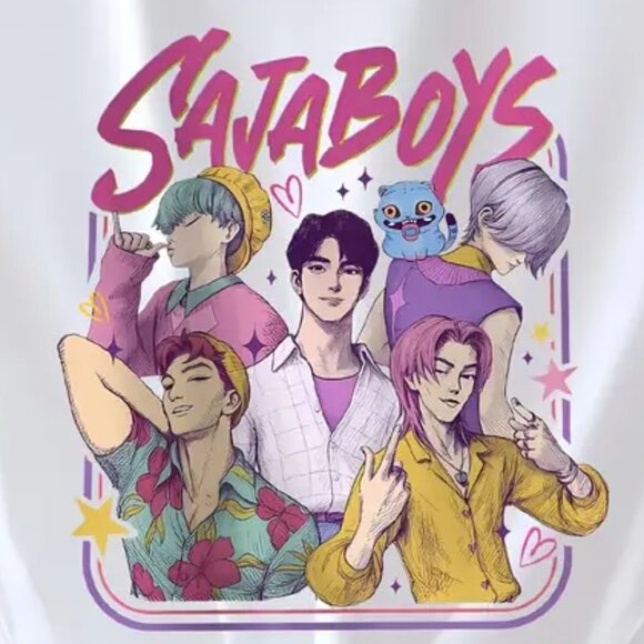 Saja Boys Kpop Demon Hunters T-Shirt, Huntrix Pin Fan Tee, Mira Zoey Kid Shirt - Picture 2 of 5